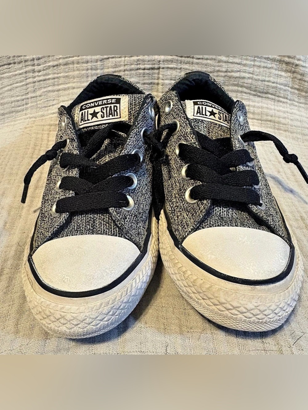 Converse Chuck Taylor All Star Knit Ox Girls US 13 Black & White Sneakers